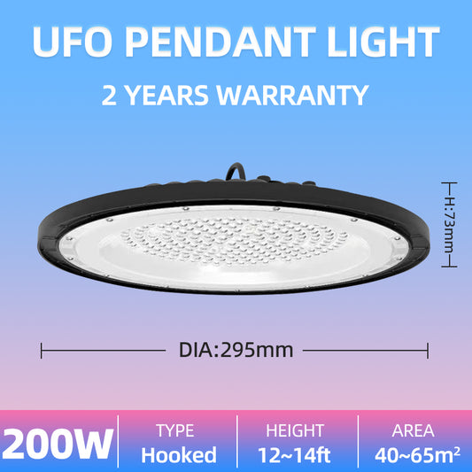 KKSKY High Bay Light UFO LED Bulb Fixture Chandelier Daylight Industrial Commercial Bay Lighting 100W
