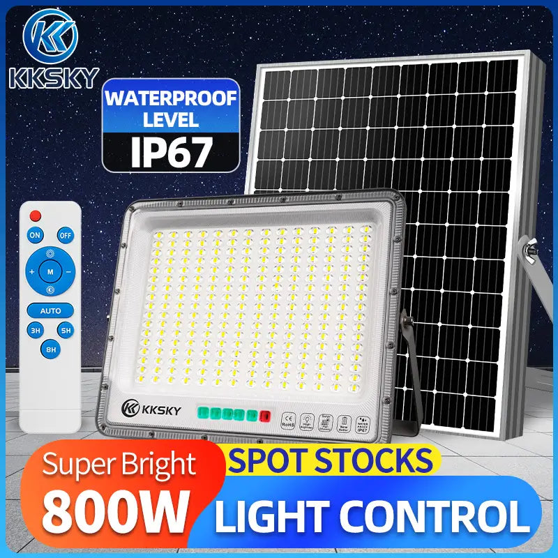 KKSKY 800W IP67 solar outdoor waterproof led flood street light with remote control solar floodlight main image