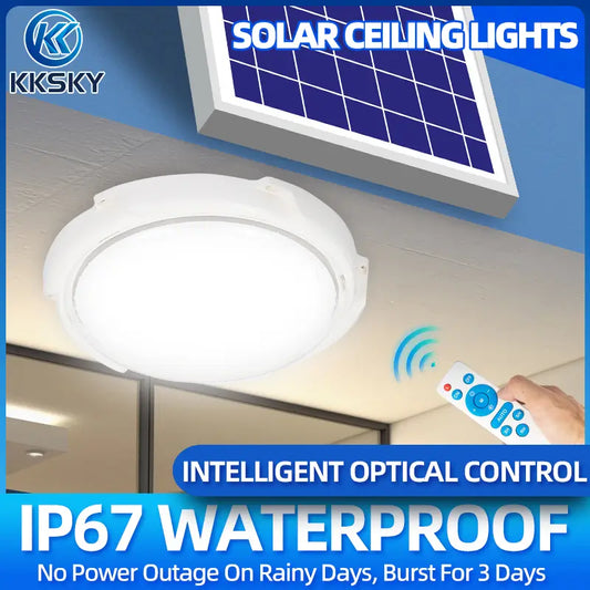 KKSKY Solar ceiling light indoor LED waterproof with solar panel and remote control