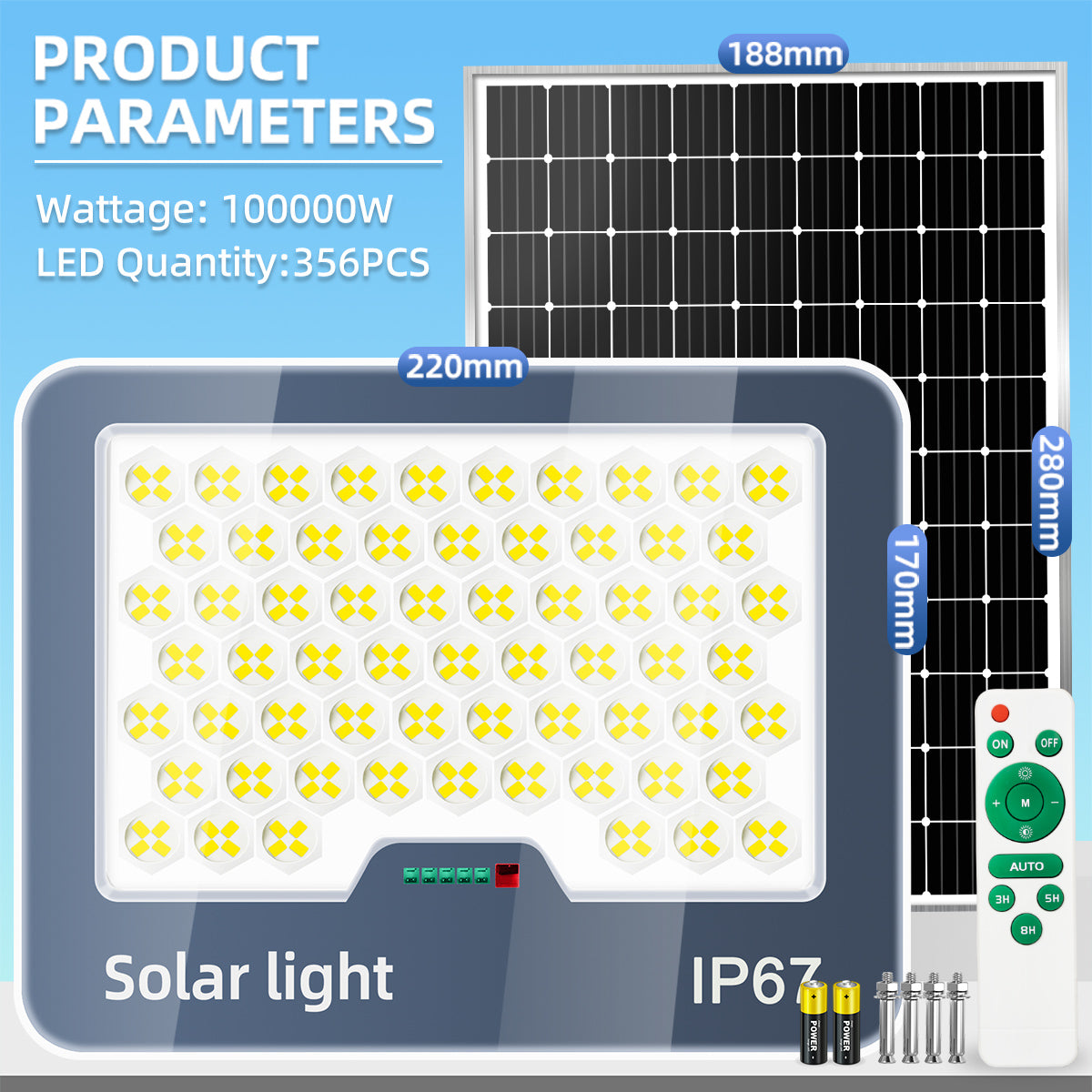 KKSKY Solar Light Outdoor Original Waterproof Flood Street Lights Heavy Duty With Panel