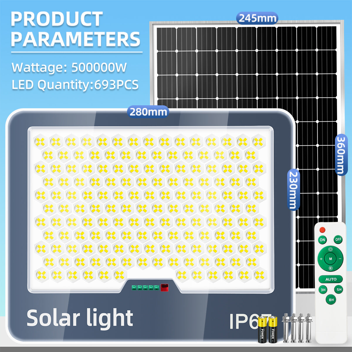 KKSKY Solar Light Outdoor Original Waterproof Flood Street Lights Heavy Duty With Panel
