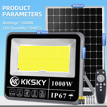 KKSKY original solar lights aluminum heavy duty with solar panel outdoor waterproof IP67 1000 watts