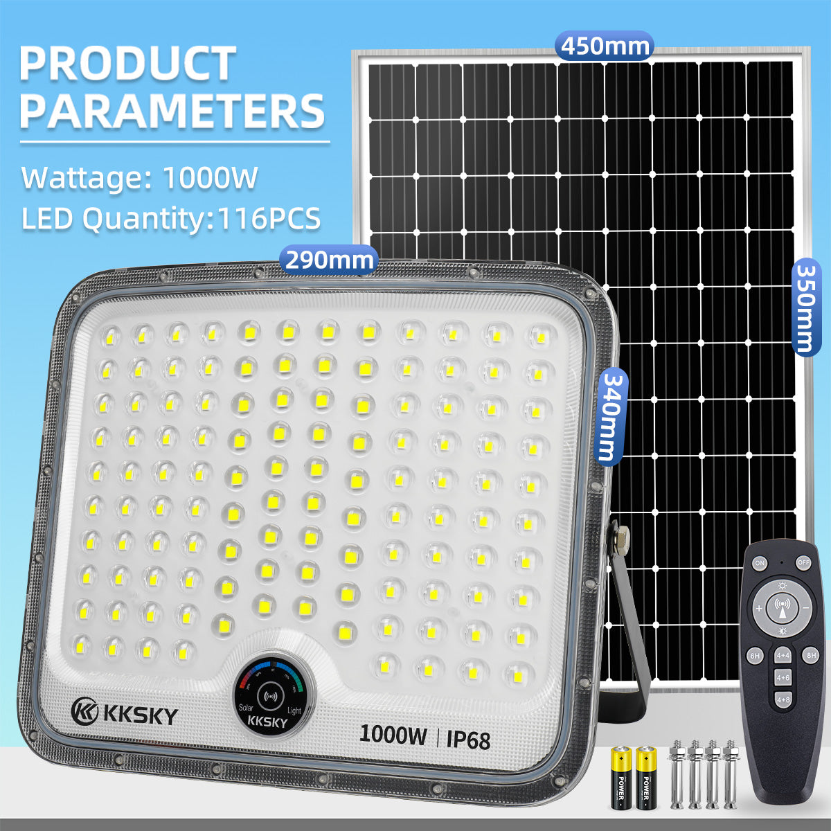 KKSKY New solar light metal shell outdoor waterproof automatic heavy duty original with solar panel