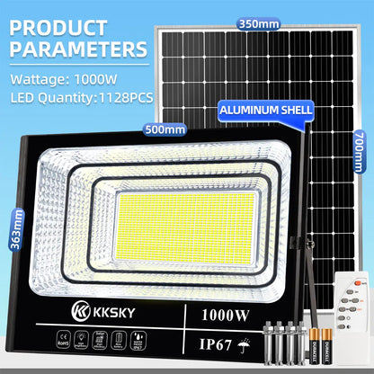1000W IP67 waterproof solar flood light specifications