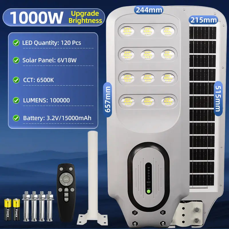 KKSKY 500W-2000W Solar Street Light IP67 Waterproof Outdoor LED Flood Light Buy 1 Take 1 with Motion Sensor,Remote-Control,Dusk-to-dawn For Yard,Garden,Highway