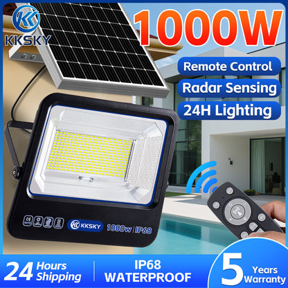 1000W solar street lights outdoor IP68 waterproof main image with remote control radar motion sensor