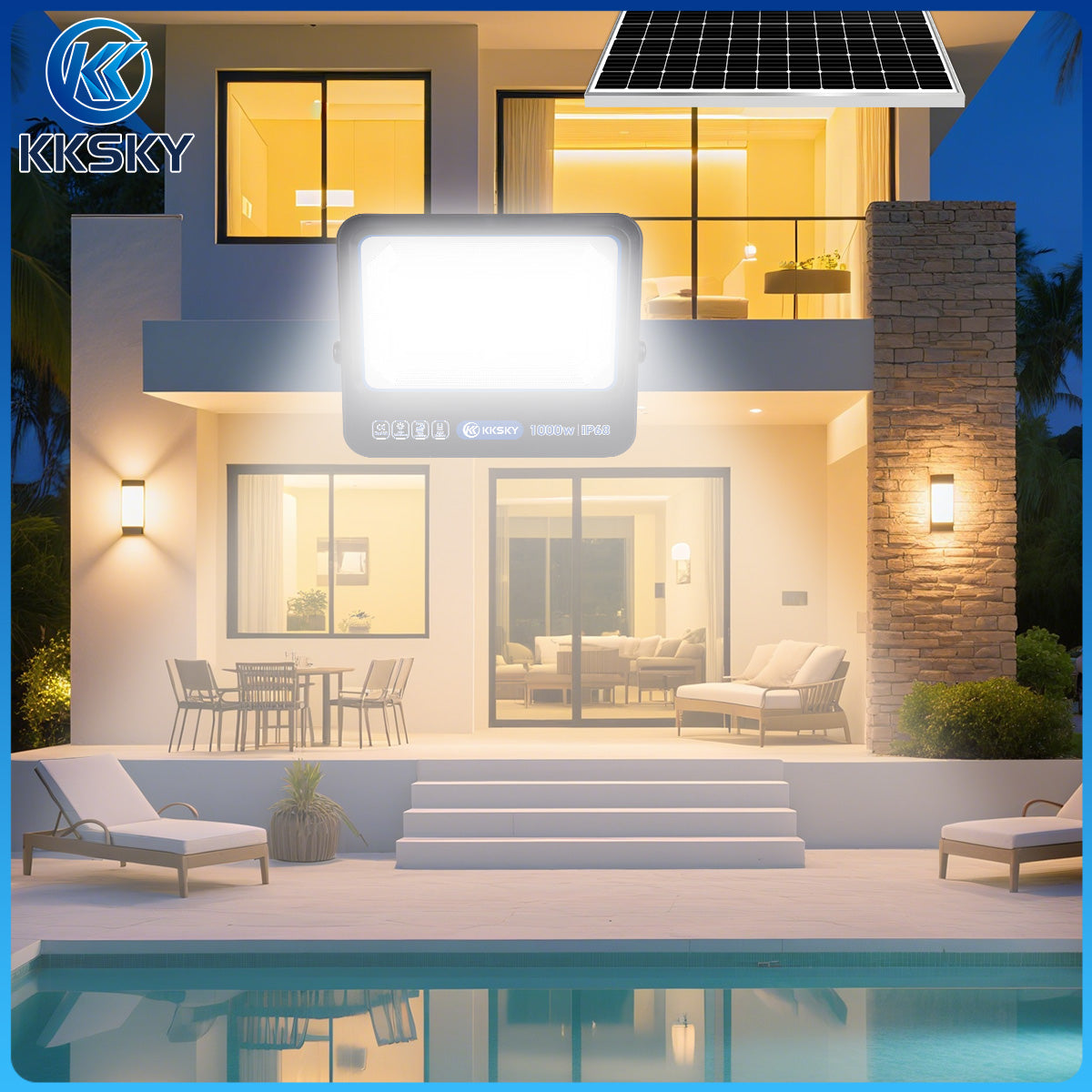 1000W solar street lights outdoor IP68 waterproof night lighting for villa backyard garden pool patio