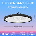 KKSKY High Bay Light UFO LED Bulb Fixture Chandelier Daylight Industrial Commercial Bay Lighting 100W