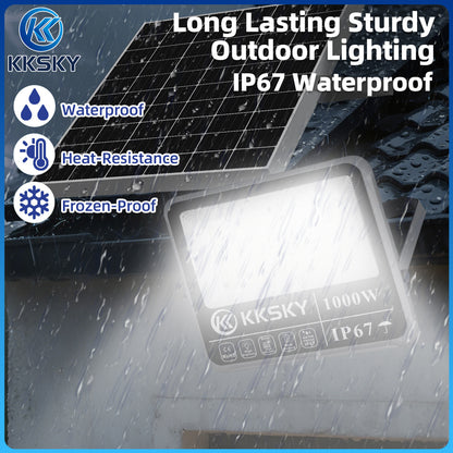 KKSKY original solar lights aluminum heavy duty with solar panel outdoor waterproof IP67 1000 watts