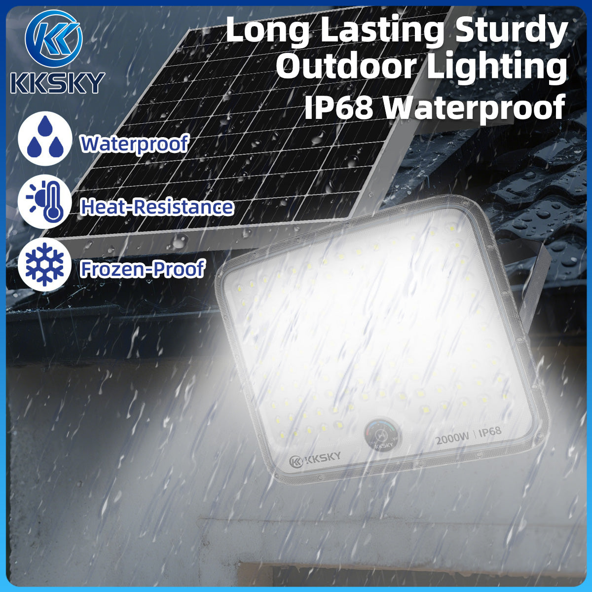 KKSKY New solar light metal shell outdoor waterproof automatic heavy duty original with solar panel