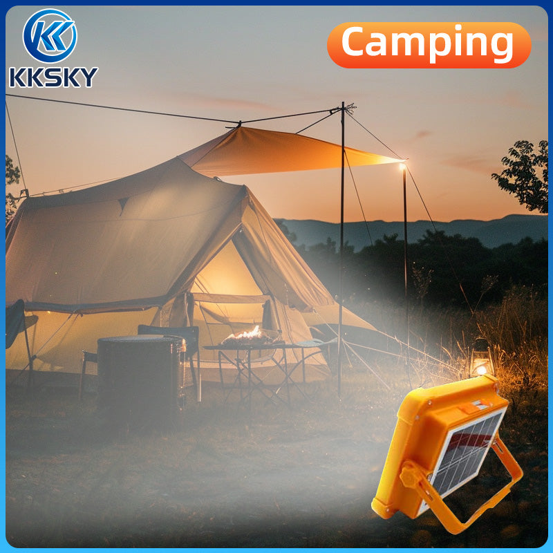 KKSKY Portable Solar Emergency Light LED Rechargeable Outdoor Waterproof IP68 Camping Lamp with hook
