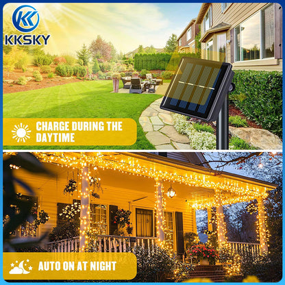 KKSKY Solar Fairy String Lights Christmas Light LED Bulb Hanging Outdoor Waterproof Garden PatioLamp