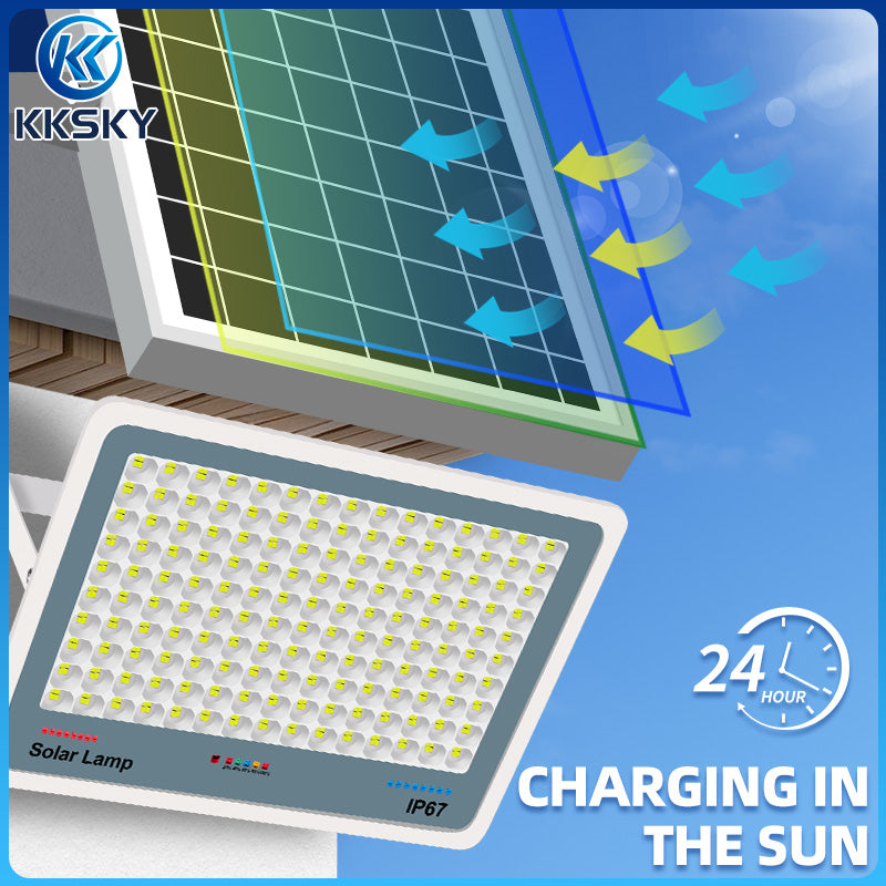 KKSKY Solar Light Outdoor Waterproof LED Flood Street Lights 10000W Original With Solar Panel Remote