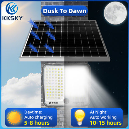 KKSKY New solar light metal shell outdoor waterproof automatic heavy duty original with solar panel