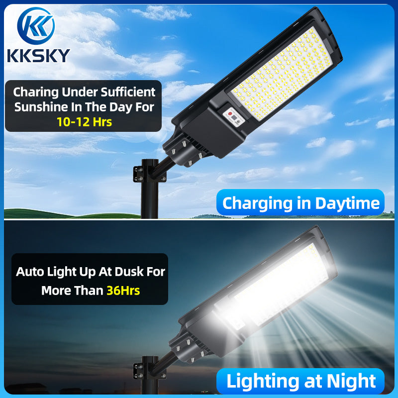KKSKY Solar Street Light Outdoor Waterproof IP67 LED Lamp All in one sensor lights with panel