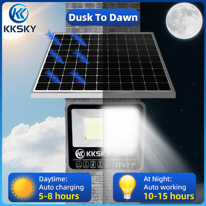 KKSKY original solar lights aluminum heavy duty with solar panel outdoor waterproof IP67 1000 watts