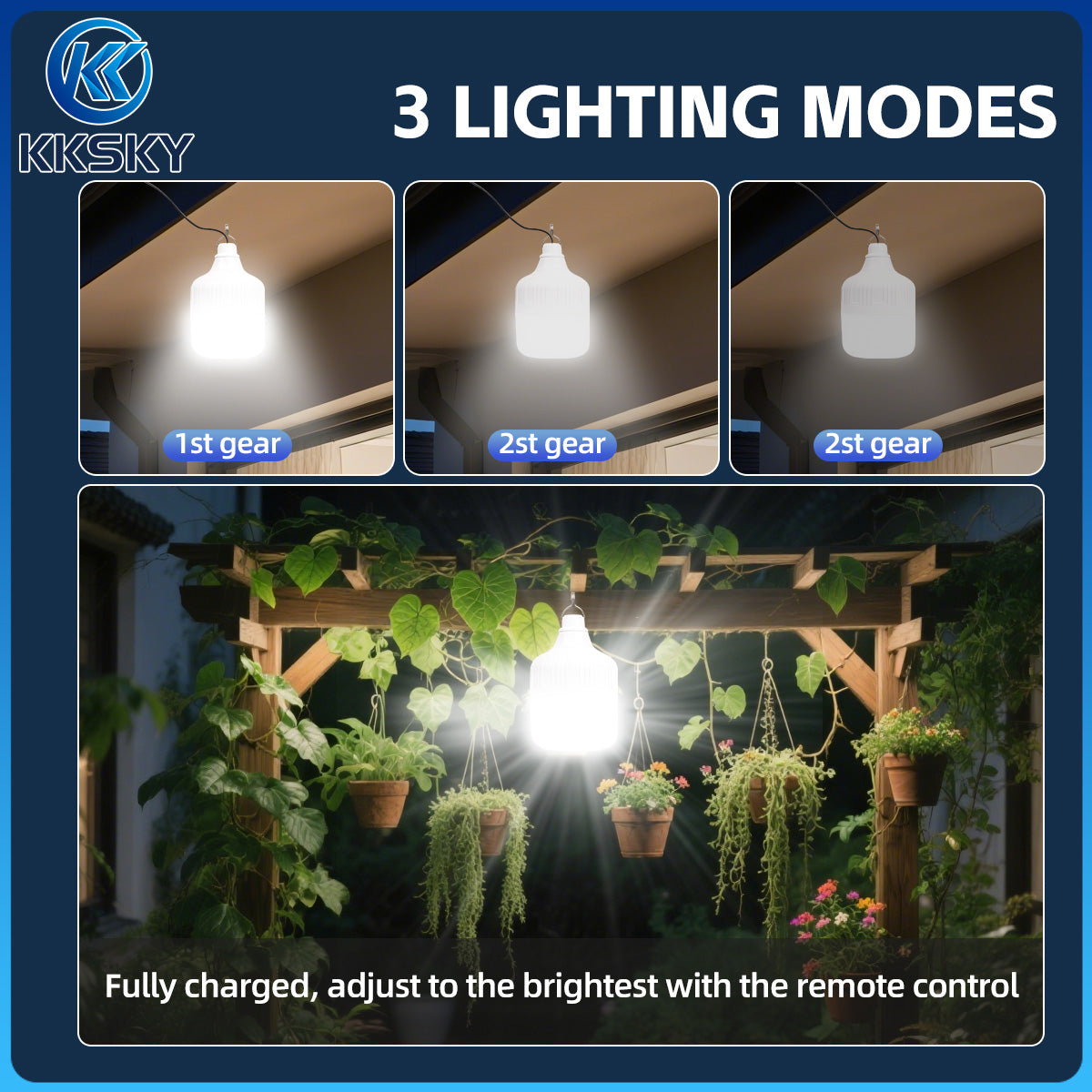 KKSKY Solar Light Bulb Outdoor Waterproof IP65 LED Portable Solar Emergency Camping Lights
