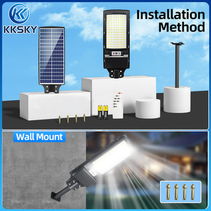 KKSKY Solar Street Light Outdoor Waterproof IP67 LED Lamp All in one sensor lights with panel