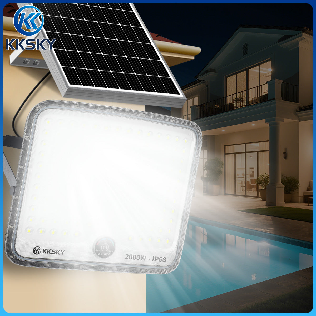 KKSKY New solar light metal shell outdoor waterproof automatic heavy duty original with solar panel