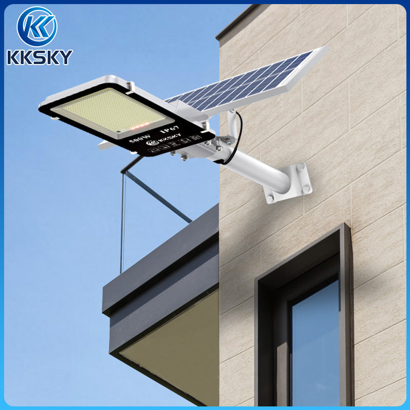 KKSKY Outdoor Lighting solar led flood lights heavy duty street light with solar panel Remote 1000W