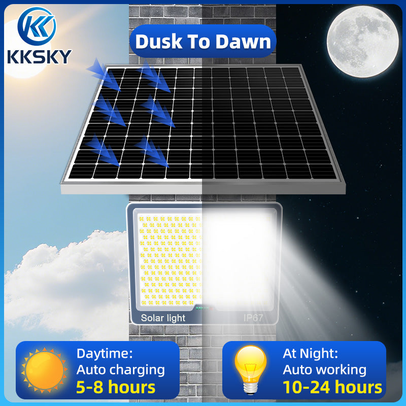 KKSKY Solar Light Outdoor Original Waterproof Flood Street Lights Heavy Duty With Panel
