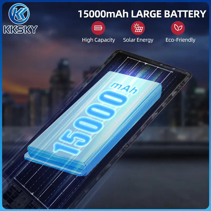 15000mAh large capacity battery solar street light, eco‑friendly heavy‑duty outdoor solar flood lamp long standby time