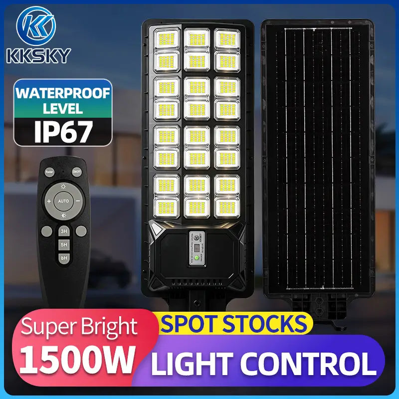 1500W heavy duty solar street light IP67 waterproof outdoor solar flood lamp with remote control, high brightness LED solar street lamp