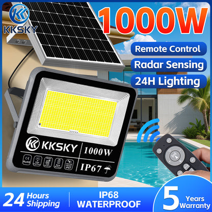 KKSKY original solar lights aluminum heavy duty with solar panel outdoor waterproof IP67 1000 watts