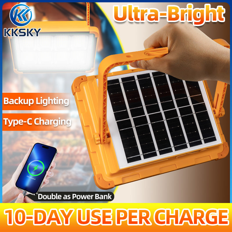 KKSKY Portable Solar Emergency Light LED Rechargeable Outdoor Waterproof IP68 Camping Lamp with hook