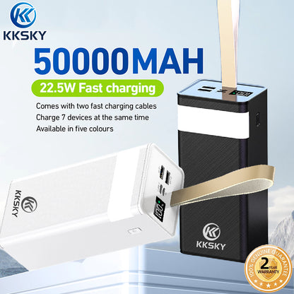 KKSKY power bank 50000mah original heavy duty fast charging Type-C Input USB Output Li-polymer Powerbank for Cellphone Iphone Android with LED LCD