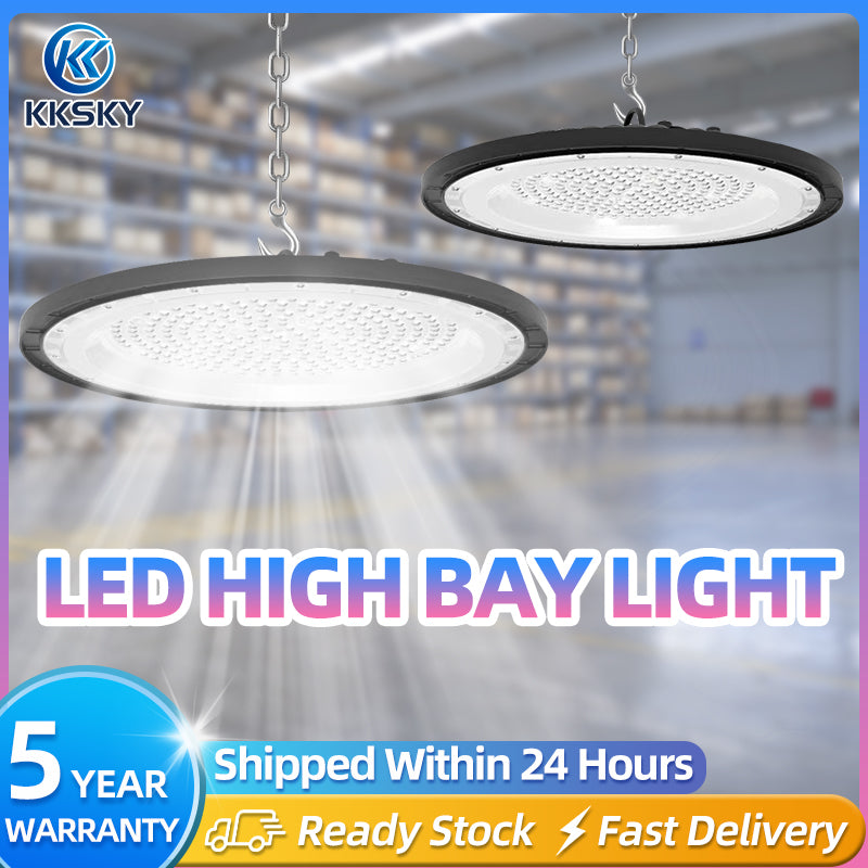 KKSKY High Bay Light UFO LED Bulb Fixture Chandelier Daylight Industrial Commercial Bay Lighting 100W