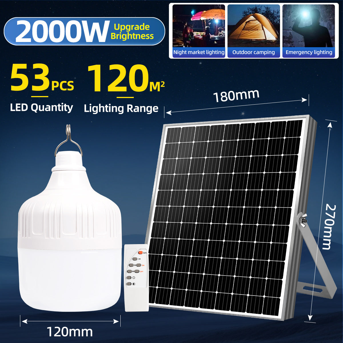 KKSKY Solar Light Bulb Outdoor Waterproof IP65 LED Portable Solar Emergency Camping Lights