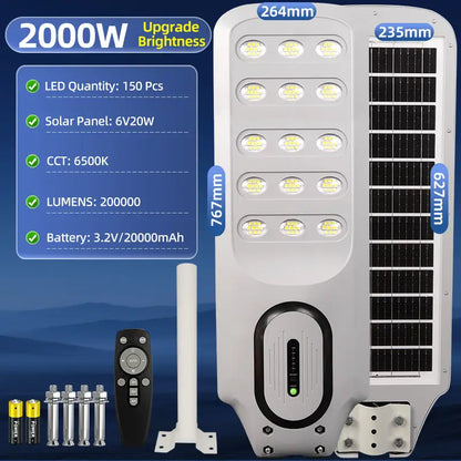 KKSKY 500W-2000W Solar Street Light IP67 Waterproof Outdoor LED Flood Light Buy 1 Take 1 with Motion Sensor,Remote-Control,Dusk-to-dawn For Yard,Garden,Highway