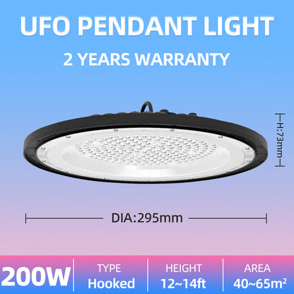 KKSKY High Bay Light UFO LED Bulb Fixture Chandelier Daylight Industrial Commercial Bay Lighting 100W