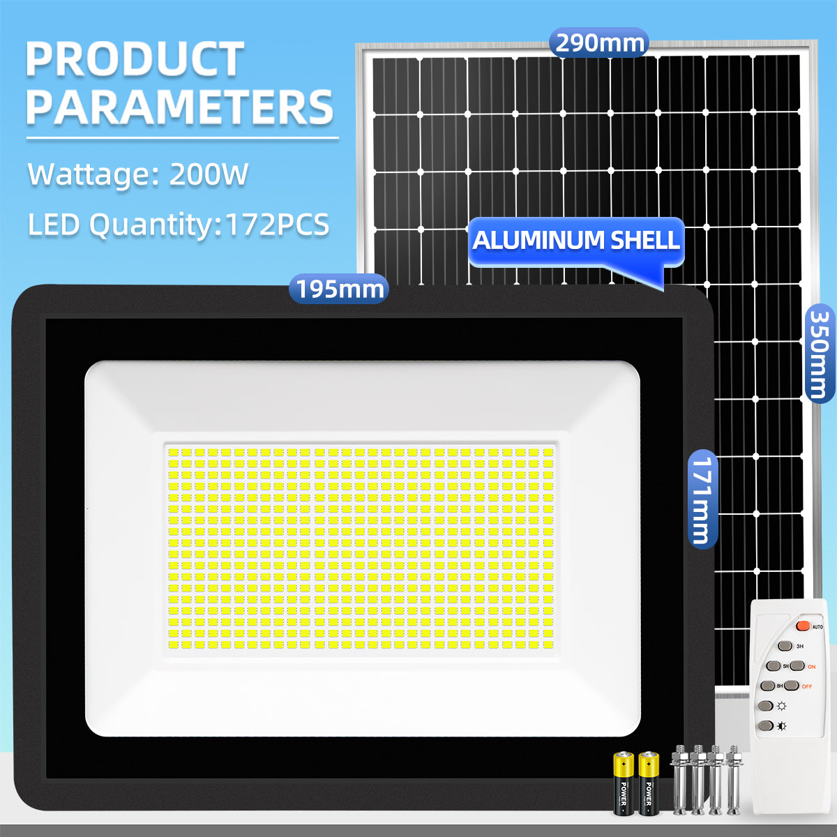 KKSKY Solar light Material Upgrade Metal Shell With Solar Panel Outdoor Waterproof LED Flood Lights
