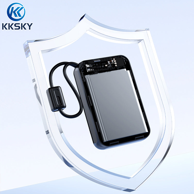 KKSKY 20000 mAh PD22.5w Portable Powerbank Fast Charging Original 2.1a Quick Charge Dual Input & Usb Output Compatible For Smartphones Built With 2 Cables Type-c/Lighting