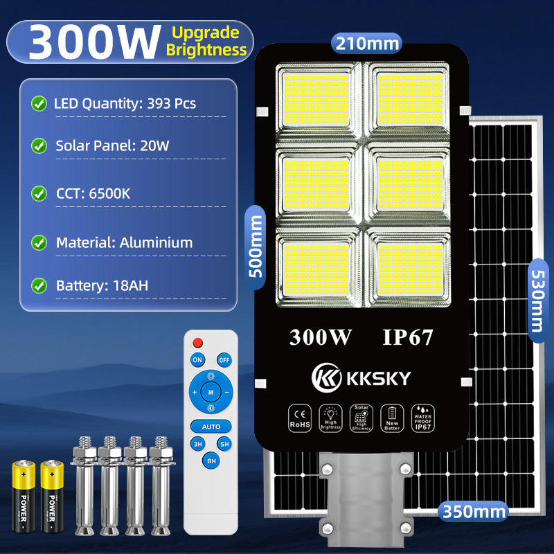 KKSKY Outdoor Lighting solar led flood lights heavy duty street light with solar panel Remote 1000W