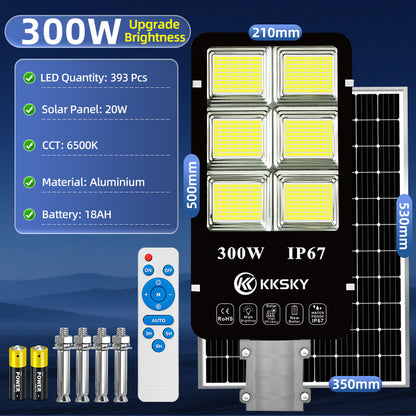 KKSKY Outdoor Lighting solar led flood lights heavy duty street light with solar panel Remote 1000W
