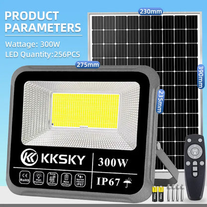 300W heavy duty solar flood light IP67 specification dimension chart,256pcs LED outdoor solar street light with remote controller