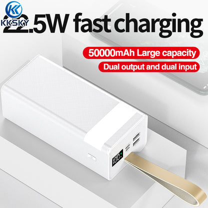 KKSKY power bank 50000mah original heavy duty fast charging Type-C Input USB Output Li-polymer Powerbank for Cellphone Iphone Android with LED LCD
