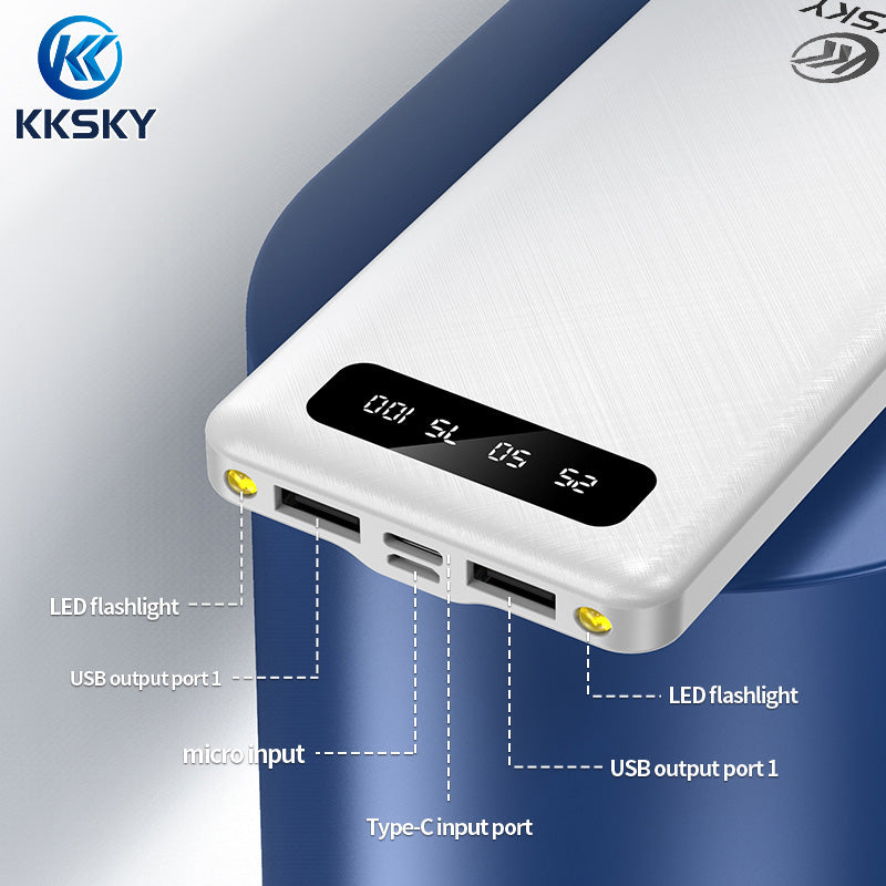 KKSKY powerbank original 10000mah MINI 100% 2.1A fast charge LED With Flash Light LCD Mobile power