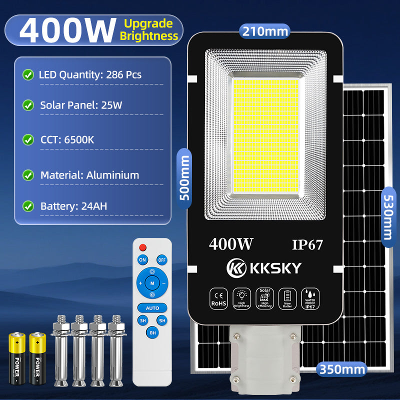KKSKY Outdoor Lighting solar led flood lights heavy duty street light with solar panel Remote 1000W
