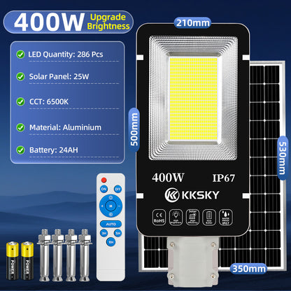 KKSKY Outdoor Lighting solar led flood lights heavy duty street light with solar panel Remote 1000W