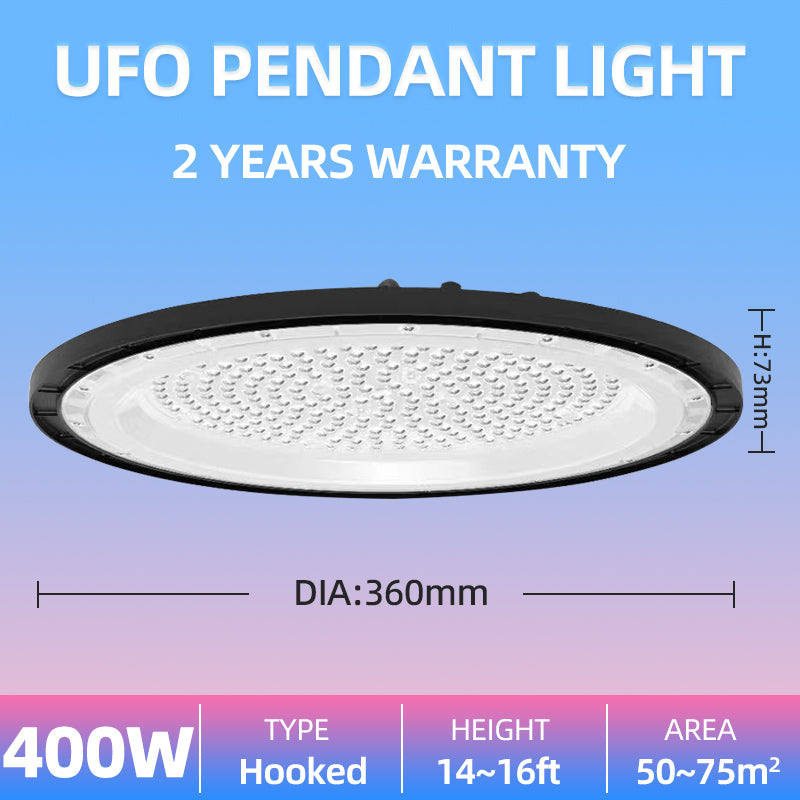 KKSKY High Bay Light UFO LED Bulb Fixture Chandelier Daylight Industrial Commercial Bay Lighting 100W