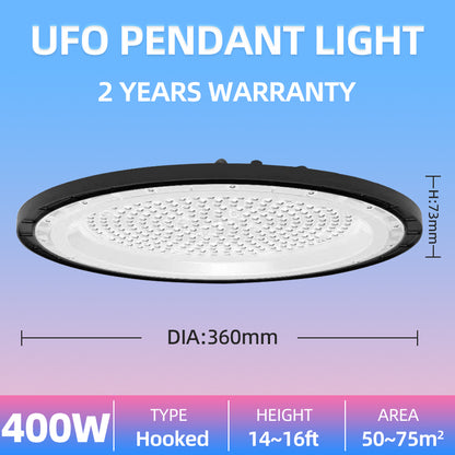 KKSKY High Bay Light UFO LED Bulb Fixture Chandelier Daylight Industrial Commercial Bay Lighting 100W
