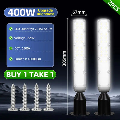 400W electric street light floodlight 2‑pack specification size, 40000LM 220V LED outdoor street lamp hardware accessories
