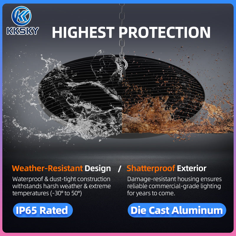 KKSKY High Bay Light UFO LED Bulb Fixture Chandelier Daylight Industrial Commercial Bay Lighting 100W