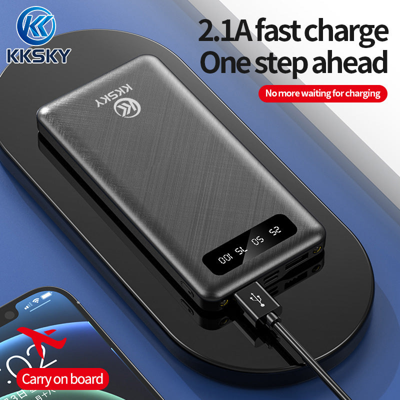 KKSKY powerbank original 10000mah MINI 100% 2.1A fast charge LED With Flash Light LCD Mobile power