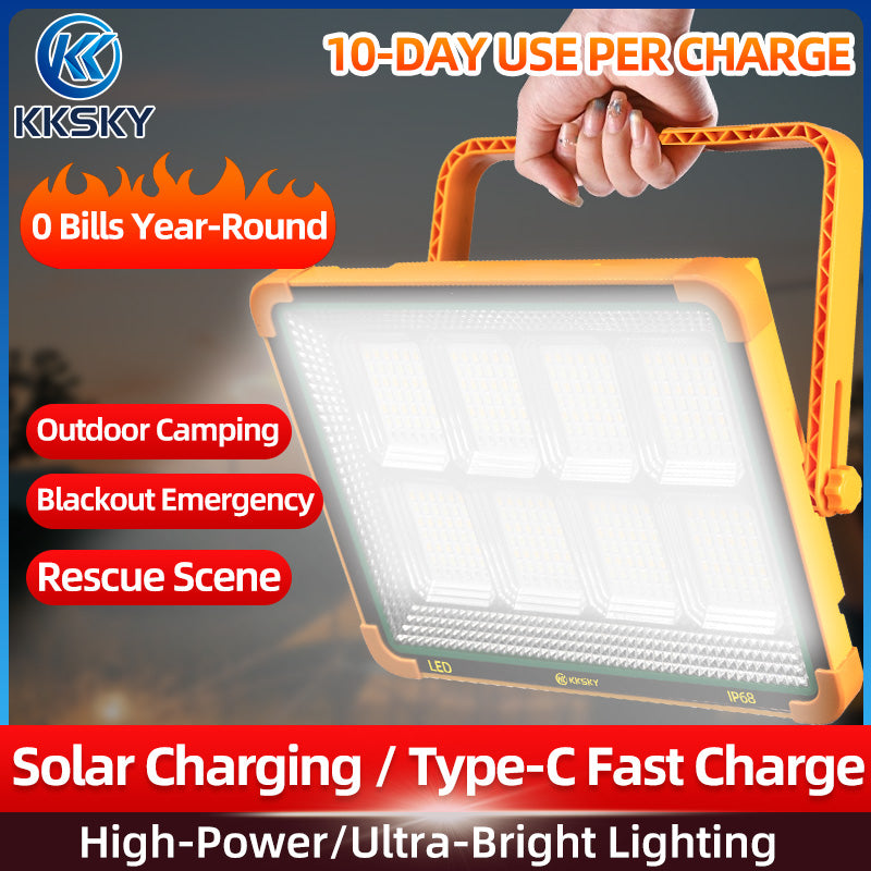 KKSKY Portable Solar Emergency Light LED Rechargeable Outdoor Waterproof IP68 Camping Lamp with hook