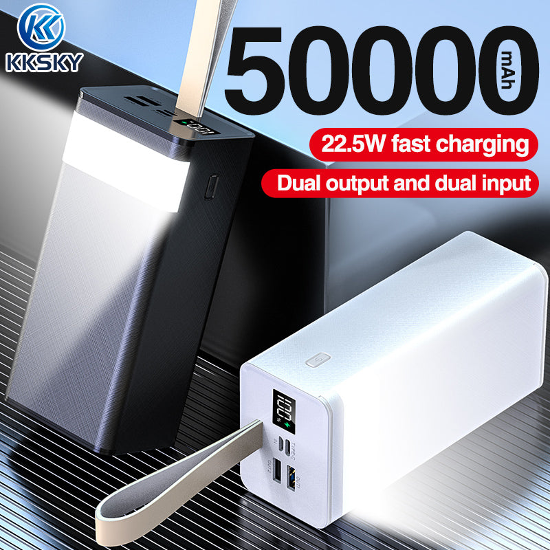 KKSKY power bank 50000mah original heavy duty fast charging Type-C Input USB Output Li-polymer Powerbank for Cellphone Iphone Android with LED LCD